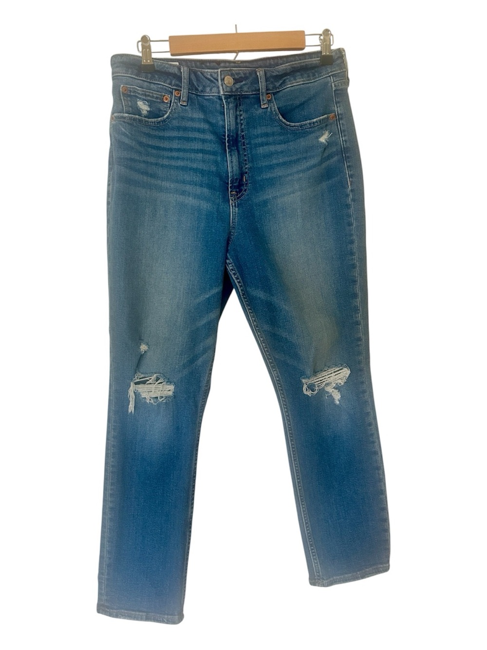 Gap Jeans Vintage Slim Sky High Blue Medium Wash Distressed Women's size 31 12R